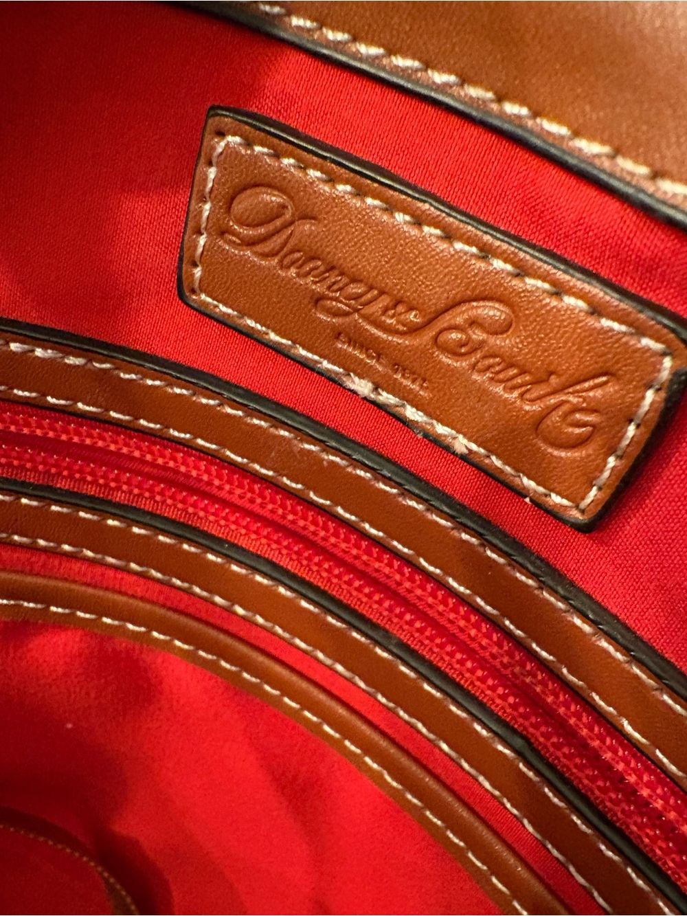 Dooney & Bourke Gray and Tan Pebbled Leather Dome Satchel - Picture 10 of 11